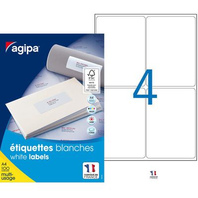 3270241010428-Apli Agipa - 400 Étiquettes adhésives blanches multi-usages - 99,1 x 139 mm - coins arrondis - réf 1--0