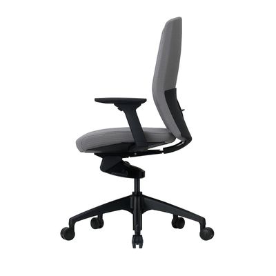 3700339882540-Fauteuil de bureau - CHARLIE - coque noire et tissu gris - accoudoirs réglables--1