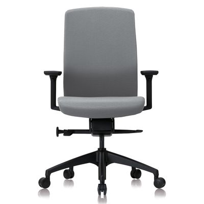 3700339882540-Fauteuil de bureau - CHARLIE - coque noire et tissu gris - accoudoirs réglables--0