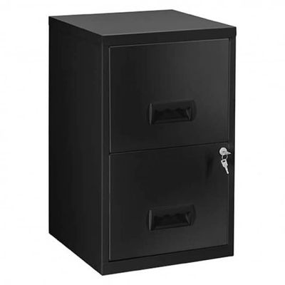 3219090950240-Classeur 2 tiroirs pour dossiers suspendus - 66 x 40 x 40 cm - noir vernis--1