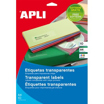 8410782100522-Apli Agipa - 140 Étiquettes adhésives transparentes - 99,1 x 38,1 mm - Impression jet d'encre - coins arro--0