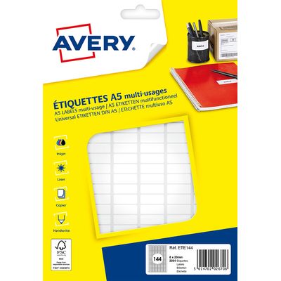 5014702026706-Avery - Etui A5 - 2304 Étiquettes multi-usages blanches - 8 x 20 mm - réf ETE144--0