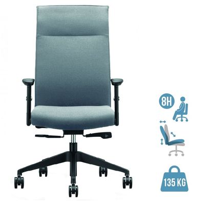 3700339883431-Fauteuil de bureau HENRY - accoudoirs réglables - appui-tête intégré - Gris--0