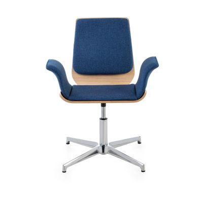 2012349448274-Chaise SPERA - siège pivotant - structure bois recouvert de tissu bleu--1