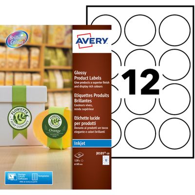 4004182051801-Avery - 120 Étiquettes adhésives rondes blanches - diamètre 60 mm - réf J8105-10--0