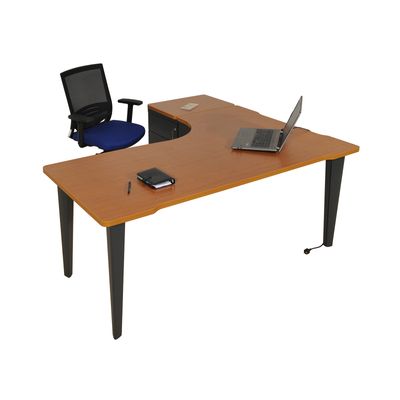 2012349455685-Bureau compact 90° à droite EVIDENCE - Pieds anthracites - Plateau imitation merisier--0