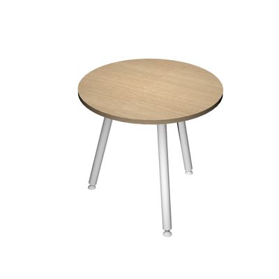 2012349510094-Table ronde - H105 cm - 80 cm - 3 pieds blanc - plateau imitation chêne--0