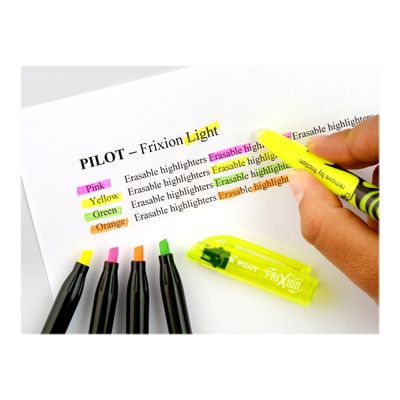 3131910546818-Pilot FriXion Light - Pack de 4 surligneurs - vert, jaune, orange, rose-Gros plan-9