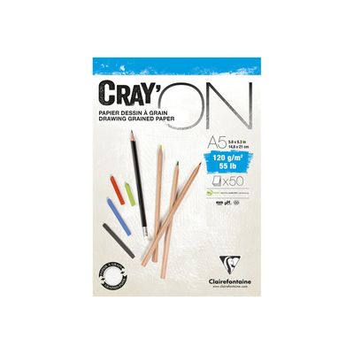 3329689750196-Clairefontaine Cray'On - papier à dessin - A5 - 50 feuilles-Avant-0