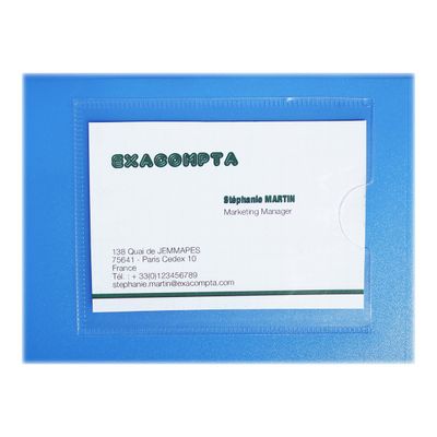 3130632039622-Exacompta - 20 Chemises double poche polypro semi rigide - A4/A3 - bleu-Avant-1