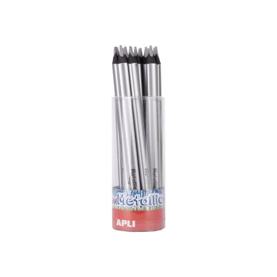8410782175117-Apli Agipa - Crayon de couleur triangulaire Jumbo - argent métallique-Avant-0