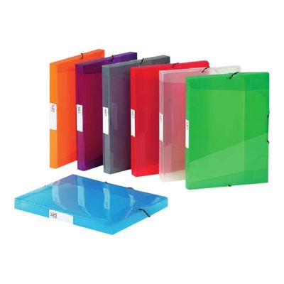 3135252080436-Viquel Propysoft - Boîte de classement plastique - dos 30 mm - rouge - avec étiquette tranche-Avant-0