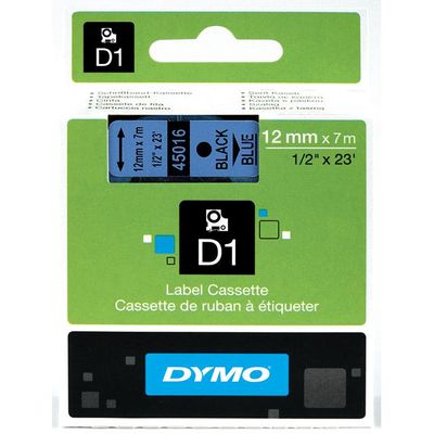 5411313450164-Dymo D1 - Ruban d'étiquettes auto-adhésives - 1 rouleau (12 mm x 7 m) - fond bleu écriture noire --0
