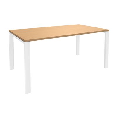 0404000120643-Bureau simple IRIS - L120 cm - Pieds blanc - plateau imitation Hêtre--0