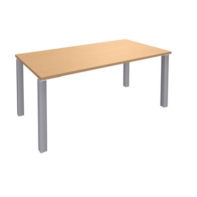 3253310163737-Bureau droit EXPRIM - L140 cm - Plateau imitation Hêtre - Pieds alu--0