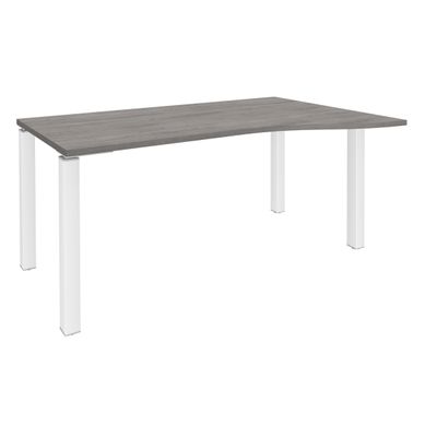 3253310164741-Bureau Vague EXPRIM - L140 cm - Retour droite - Plateau imitation Chêne gris - Pieds blanc--0