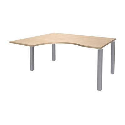 3253310164277-Bureau compact EXPRIM - L160 cm - Retour gauche - Plateau imitation Chêne clair - Pieds alu (Pieds de renfort obligatoire à rajou--0