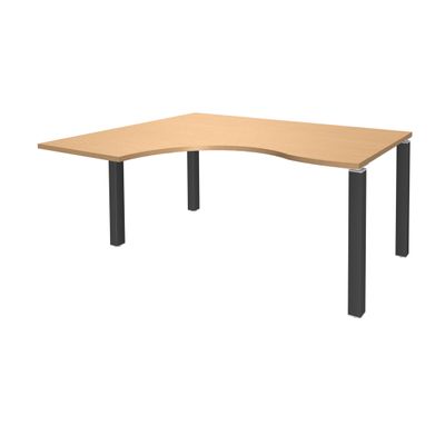 3253310164499-Bureau compact EXPRIM - L180 cm - Retour gauche - Plateau imitation Hêtre - Pieds carbonne (Pieds de renfort obligatoire à rajou--0