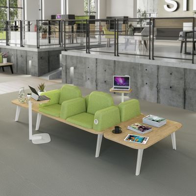 3253310179554-Banquette ILO - 4 places L172xP114cm -  blanc - structure noyer - tissu kiwi--1
