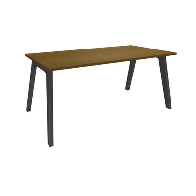 3253310479227-Bureau simple STEELY - L180 cm - Pieds carbone - plateau imitation noyer--0