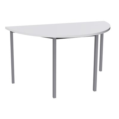 3253310134010-Table de réunion Demi-lune - 160 x 80 cm - Pieds carrés aluminium - Blanc perle--0