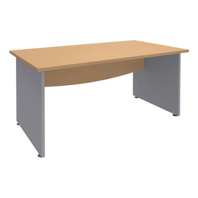 3253310105676-Bureau droit DUAL - L180 - Pieds Alu - plateau imitation Hêtre--0