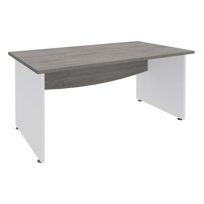 3253310175006-Bureau droit DUAL - L140 - Pieds blanc - plateau imitation Chêne gris--0