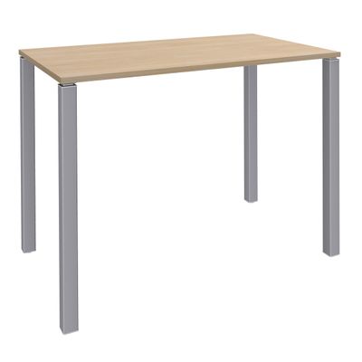 3253310158702-Table Lounge 4 pieds - L120xH105xP80 cm - Pied alu - plateau imitation chêne clair--0