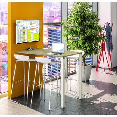 3253310166158-Table Lounge - L120xH105xP60 cm - 2 Pieds carbone - plateau blanc perle--1