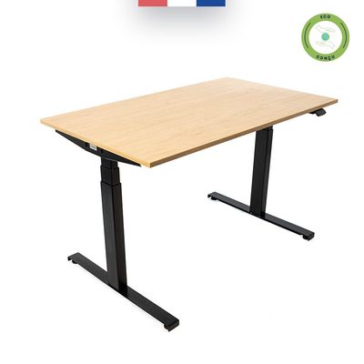 3760350281180-Bureau électrique UGO - L160x80cm - pieds noirs - plateau imitation chêne Stone--3