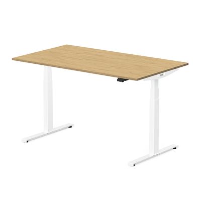 3760350281098-Bureau électrique UGO - L160x80cm - pieds blancs - plateau imitation chêne Stone--1