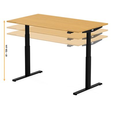 3760350281180-Bureau électrique UGO - L160x80cm - pieds noirs - plateau imitation chêne Stone--8