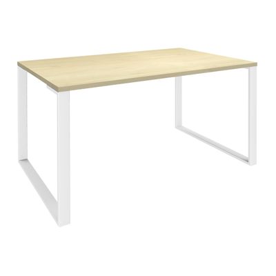 0404000122753-Bureau droit LOFTER - L120 cm - Plateau imitation Erable - pied Blanc--0