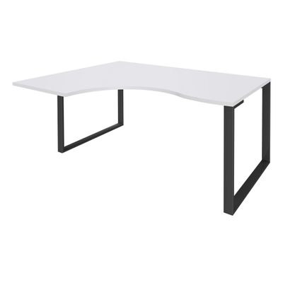 0404000123507-Bureau compact LOFTER - L180 cm - Retour à gauche - Plateau Blanc - pied Carbone - (pied de renfort obligatoire à rajou--0