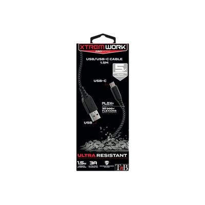 3303170089293-T'nB Xtrem work Pro - Câble USB 2.0 vers USB type-C - 1.5 m - noir/gris-Arrière-3