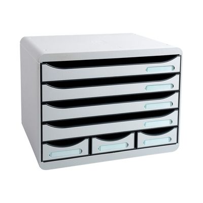 9002493423763-Exacompta Store-Box - Module de classement à l'italienne 7 tiroirs - gris-Angle gauche-0