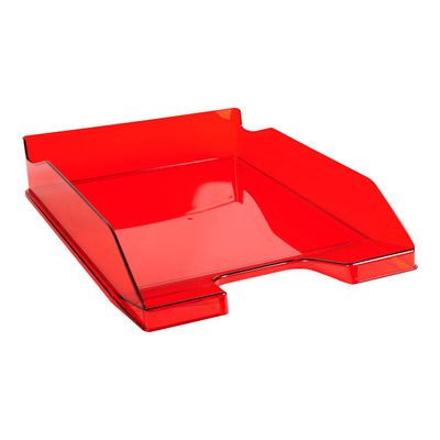 9002493019843-Exacompta COMBO Glossy - Corbeille à courrier rouge carmin translucide-Angle gauche-1