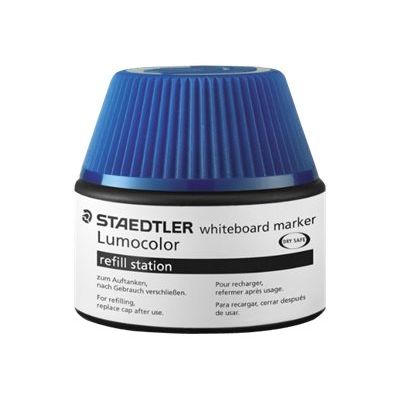 4007817488003-STAEDTLER LUMOCOLOR - Flacon de recharge 20 ml - bleu - pour marqueurs effaçables Lumocolor 351-Avant-0