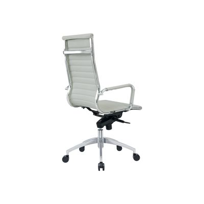 3700339883790-Fauteuil de bureau WARREN - accoudoirs fixes - cuir blanc-Arrière-2