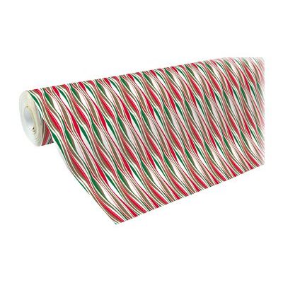 3329682117286-Clairefontaine Alliance - Papier cadeau - 70 cm x 50 m - 60 g/m² - motif vagues or/rouge/vert-Avant-0