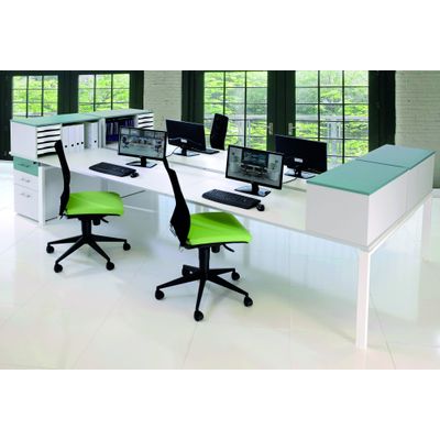 0404000122142-Bureau Bench IRIS - L120 cm - Plan suivant - Pieds blanc - plateau imitation Erable--1