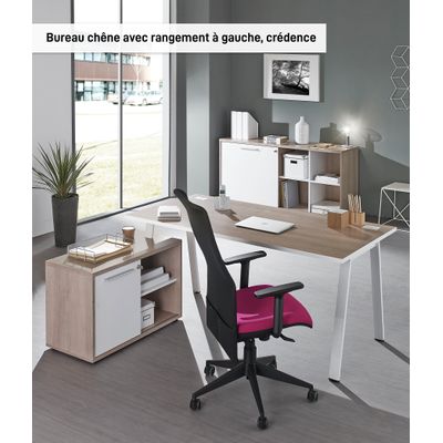 3483600783059-Bureau manager ARPE avec bloc de rangement droit - 160 cm - Blanc--1