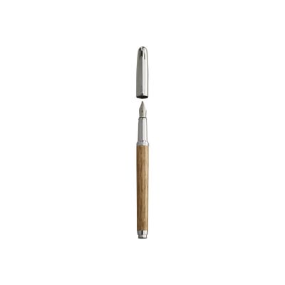 3108722400720-Oberthur Séquoia - Stylo plume chêne / chrome-Angle gauche-0