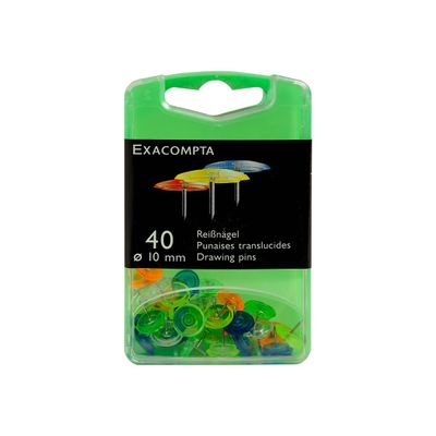 3364220140456-Exacompta - 40 Punaises - 7 mm - couleurs translucides assorties-Avant-1