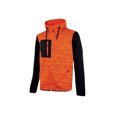 8033546413524-Sweat-shirt zippé col haut - orange fluo - Taille 4XL - Rainbow U-Power-Angle droit-0
