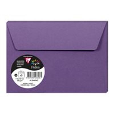 3329680266061-Pollen - enveloppe - International C6 (114 x 162 mm) - côté ouvert - violet - pack de 5-Avant-0