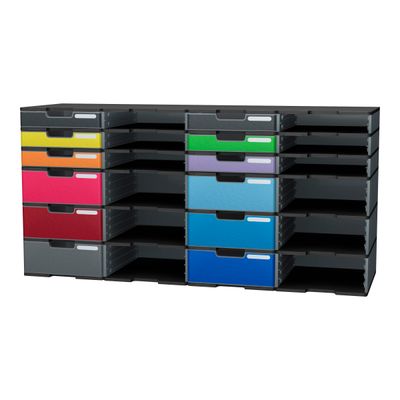 9002493422759-Exacompta Modulo Ecoblack - Elément de base cases normales noir/gris souris-Avant-1
