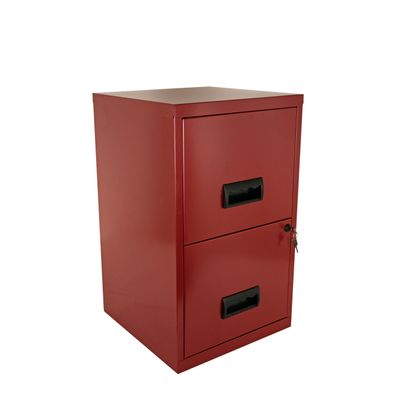 3219090954057-Classeur 2 tiroirs pour dossiers suspendus - 66 x 40 x 40 cm - rouge rubis nacré--0