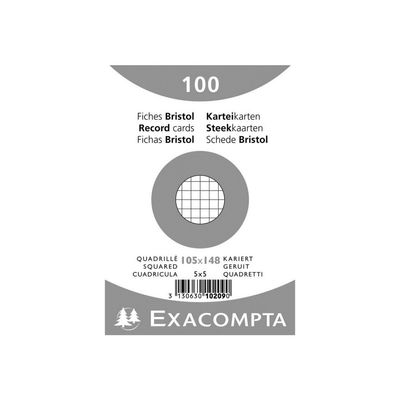 3130631102099-Exacompta - 20 Packs de 100 Fiches Bristol - 10,5 x 14,8 cm - petits carreaux - non perforées - b-Avant-1