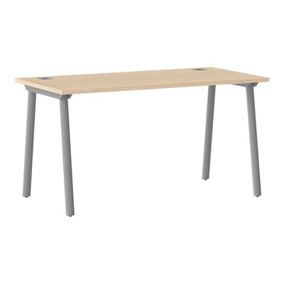 3483600875396-Bureau YES ! - 120 cm - Pieds arches fixes gris - Chêne-Angle gauche-0